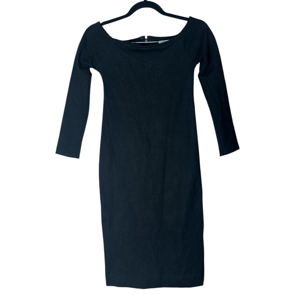 S/W/F SWF Off Shoulder Body con Midi Dress Black Small